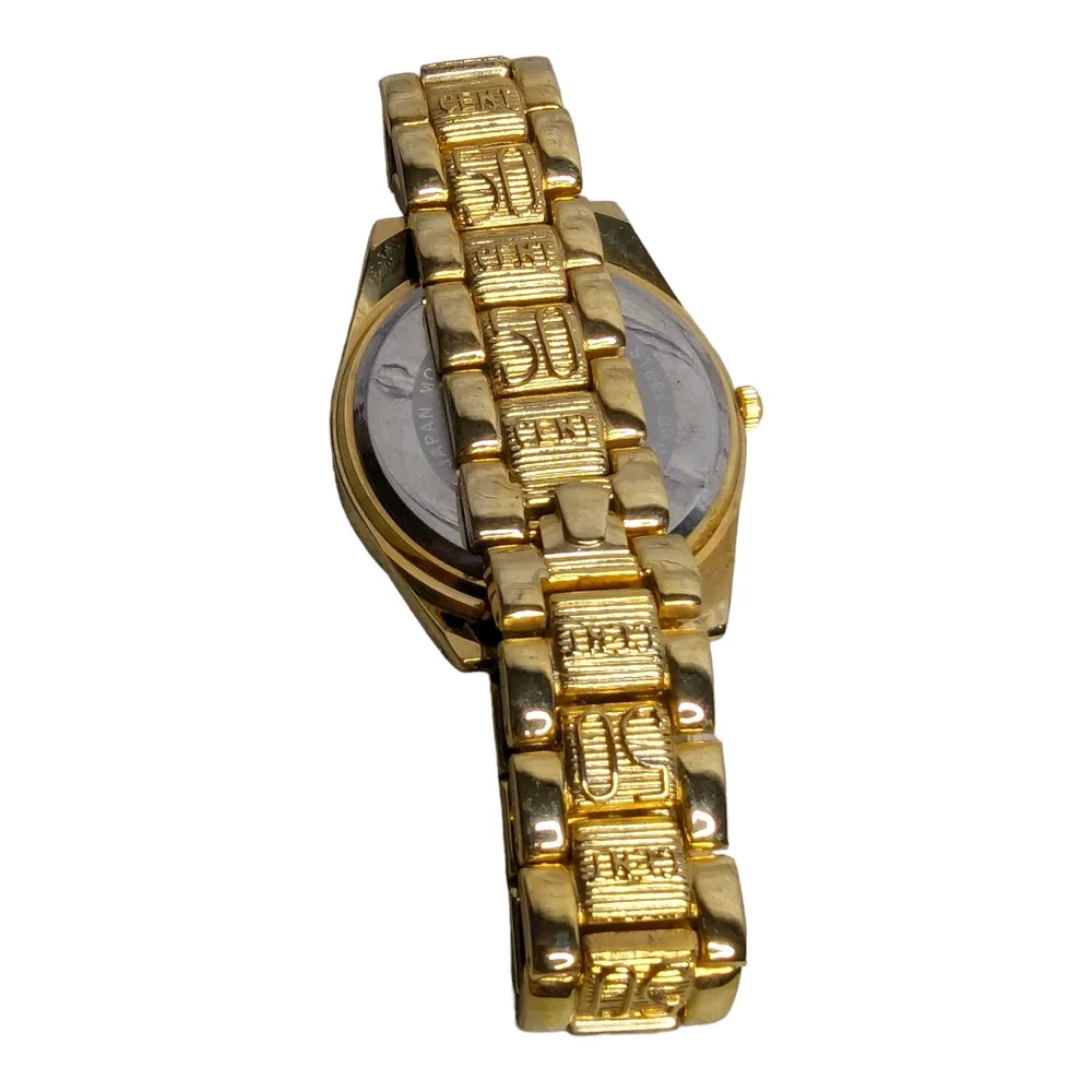 Charles Dumont‎ 2500 Japan Movement Gold Tone Metal Band Mens Wrist Watch